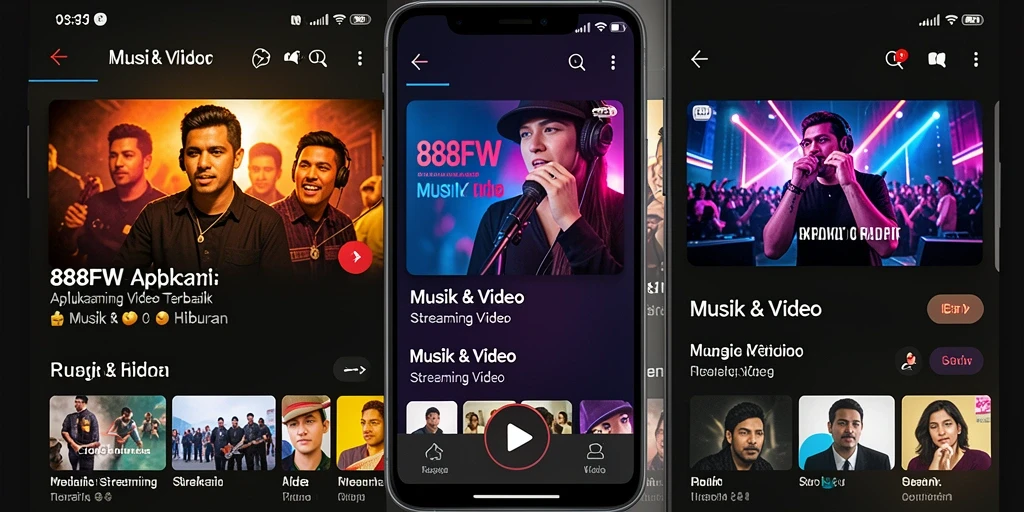 Antarmuka aplikasi 888FW untuk Streaming Video yang menarik dan fungsional.