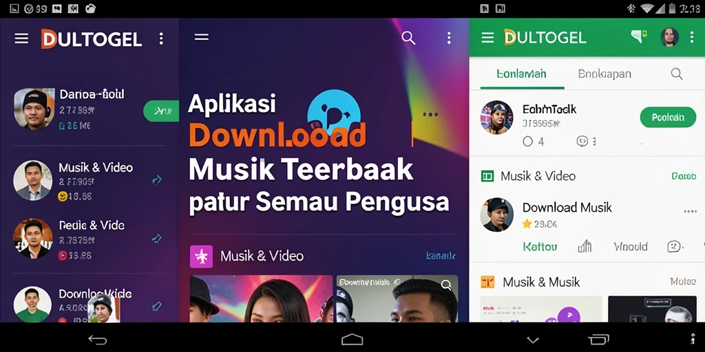 Antarmuka DULTOGEL yang sederhana dan fungsional untuk Download Musik.