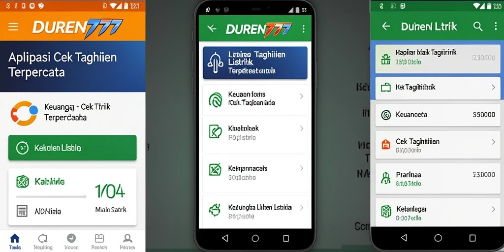 Antarmuka DUREN777 untuk cek tagihan listrik yang praktis dan informatif.