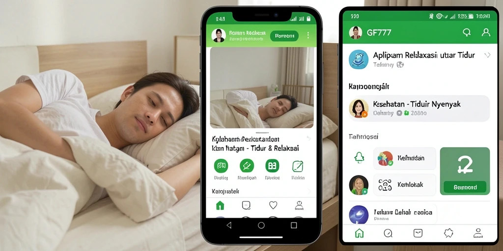 Screenshot antarmuka utama GF777 menunjukkan fitur relaksasi yang menenangkan.