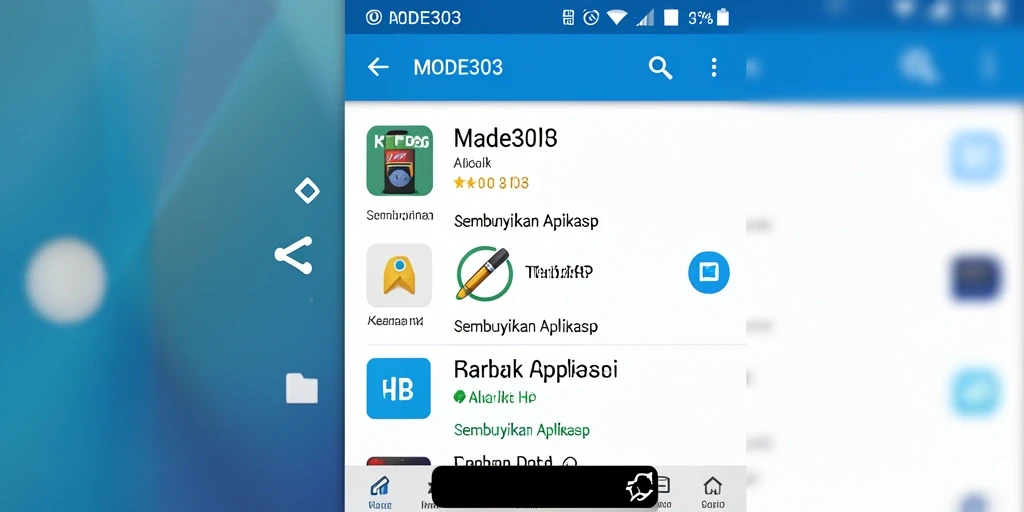 Tampilan antarmuka utama aplikasi MODE303 untuk sembunyikan aplikasi.
